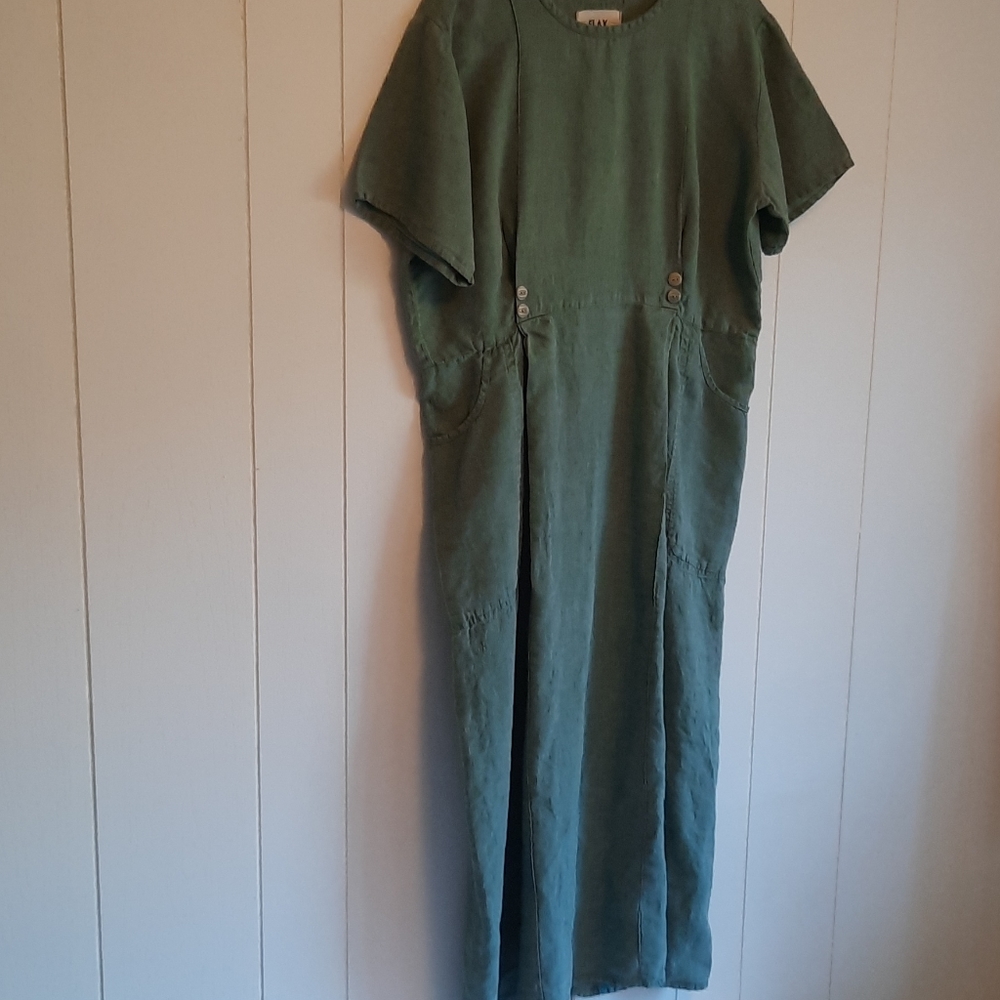 FLAX ladies small green midi dress